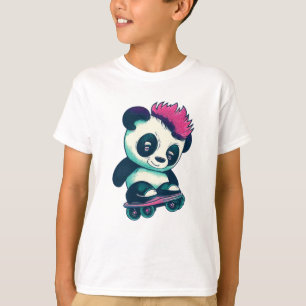 Cute Baby Panda med mohawk Skater Panda T Shirt