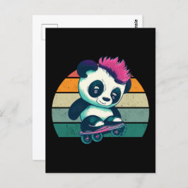 Cute Baby Panda med mohawk | Skater Panda Vykort