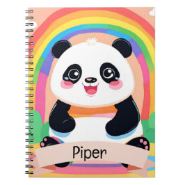 Cute Baby Panda Rainbow Anteckningsbok