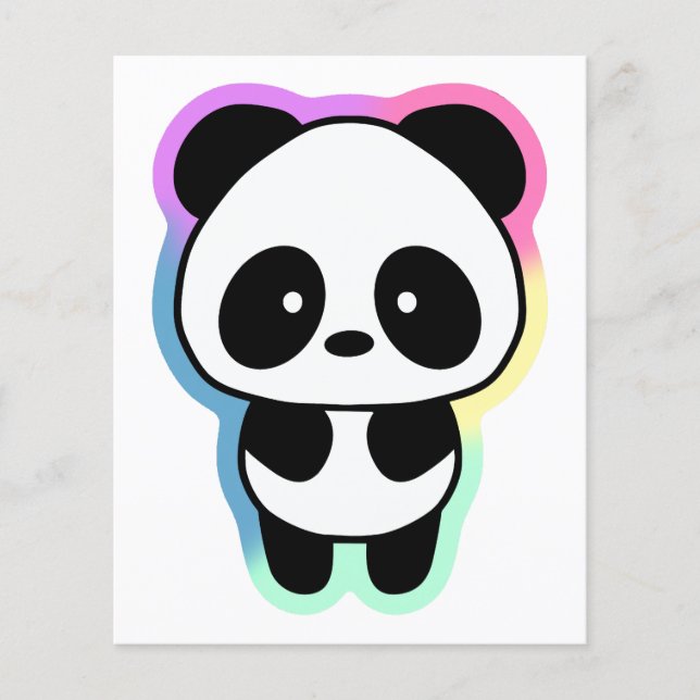 Cute Baby Panda - Rainbow Färg Flygblad (Framsidan)