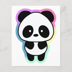 Cute Baby Panda - Rainbow Färg Flygblad