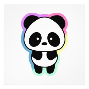 Cute Baby Panda - Rainbow Färg Fototryck
