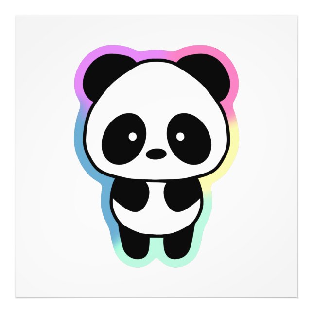 Cute Baby Panda - Rainbow Färg Fototryck (Framsidan)