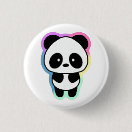 Cute Baby Panda - Rainbow Färg Knapp