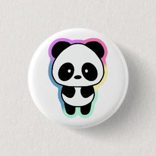 Cute Baby Panda - Rainbow Färg Knapp