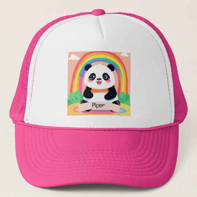 Cute Baby Panda Rainbow Keps (Framsida)