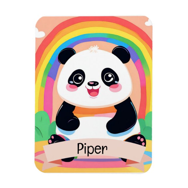 Cute Baby Panda Rainbow Magnet (Vertikal)