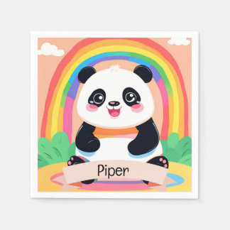 Cute Baby Panda Rainbow Pappersservett