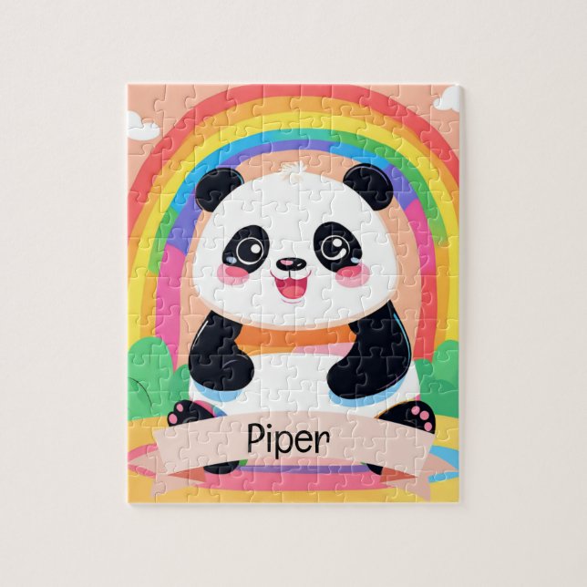 Cute Baby Panda Rainbow Pussel (Vertikal)