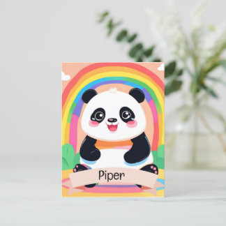 Cute Baby Panda Rainbow Vykort