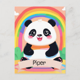 Cute Baby Panda Rainbow Vykort
