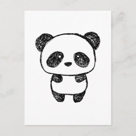 Cute Baby Panda Ritad i Charcol #3-vykort Vykort