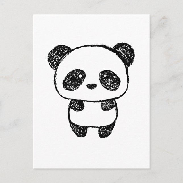 Cute Baby Panda Ritad i Charcol #3-vykort Vykort (Framsida)