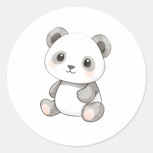 Cute Baby Panda Sticker Watercolor Illustration Runt Klistermärke
