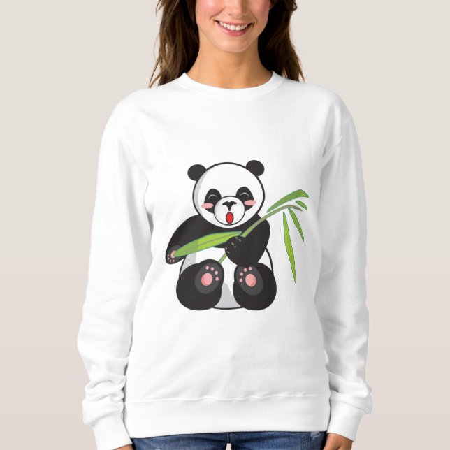 Cute Baby Panda Sweatshirt T Shirt (Framsida)