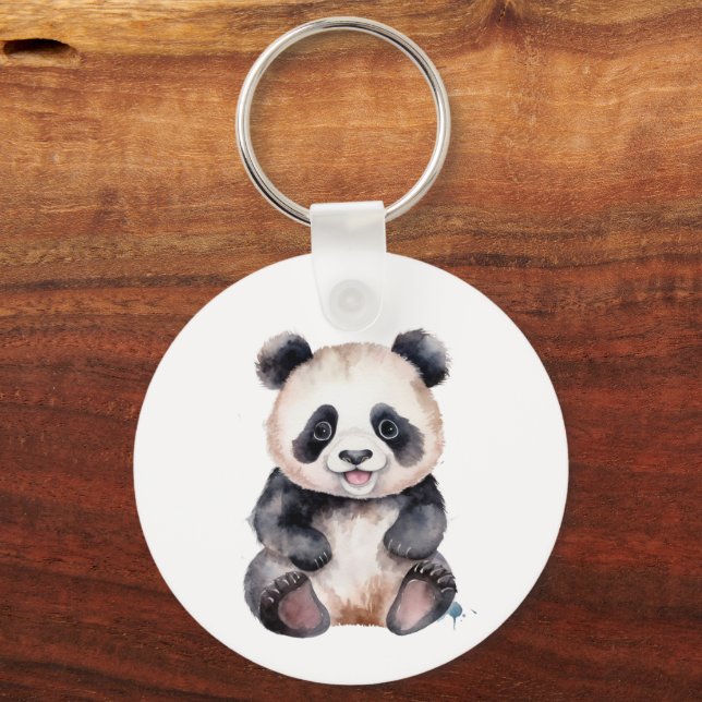 Cute baby panda, vattenfärg nyckelring (Framsida)