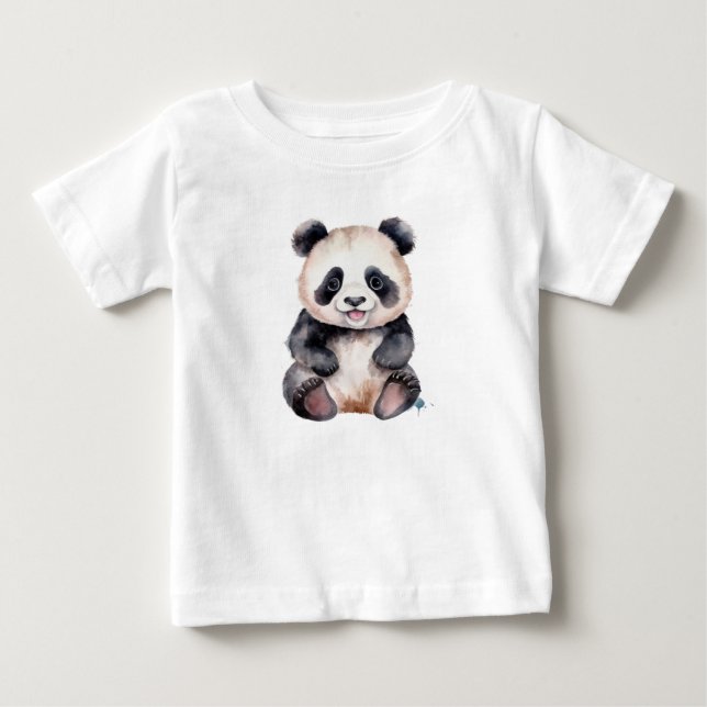 Cute baby panda, vattenfärg t shirt (Framsida)