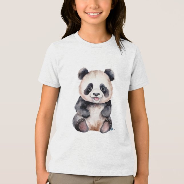 Cute baby panda, vattenfärg t shirt (Framsida)