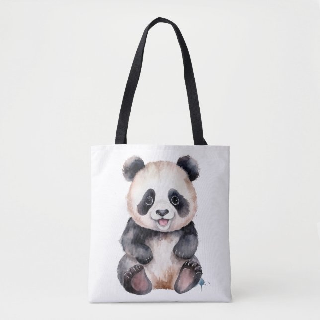 Cute baby panda, vattenfärg tygkasse (Framsida)