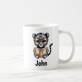 Cute Baby Panther Reading a Book Custom Kaffemugg