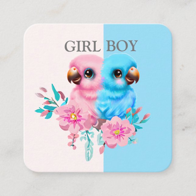 Cute Baby Parrot Gender Reveal Tilläggskort (Framsida)