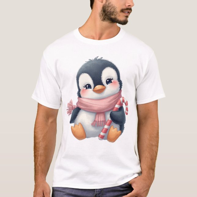 Cute Baby Penguin – Adorable Winter Snow Christmas T Shirt (Framsida)