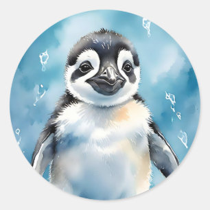Cute Baby Penguin Animal Runt Klistermärke
