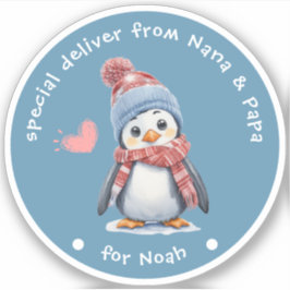 Cute Baby Penguin Blue jul för barn Gift Klistermärken