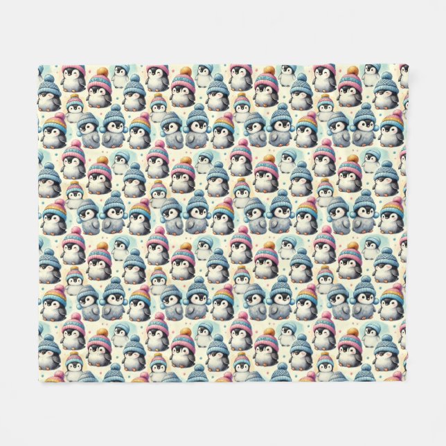 Cute Baby Penguin Fleecefilt (Framsidan (Horisontell))