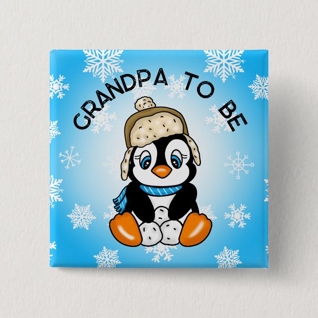 Cute Baby Penguin Grandpa ska | Babyskor Knapp (Framsida)