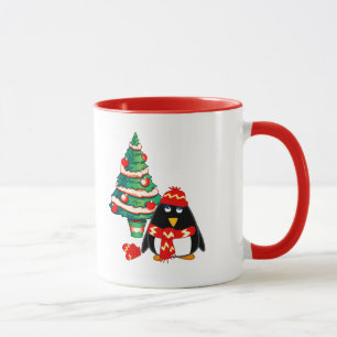 Cute Baby Penguin Julgåva med eget namn Mugg