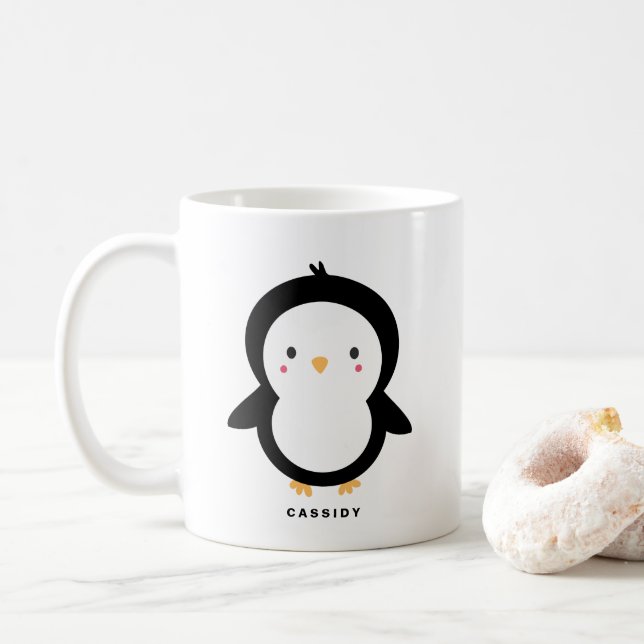 Cute Baby Penguin Kids Personlig Kaffemugg (Med munk)