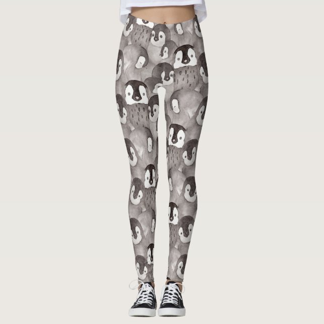 Cute Baby Penguin Mönster Leggings (Framsida)