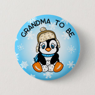 Cute Baby Penguin Mormor att bli babyåkare Knapp