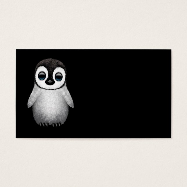 Cute Baby Penguin on Black Visitkort (Framsidan)