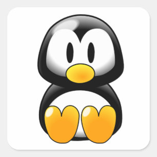 Cute Baby Penguin Sticker Fyrkantigt Klistermärke