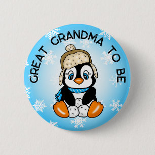 Cute Baby Penguin Underbar mormor som ska bli baby Knapp