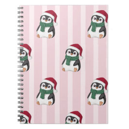 Cute Baby Penguin Wearing Santa Hat Christmas Anteckningsbok