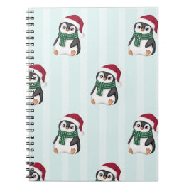 Cute Baby Penguin Wearing Santa Hat Christmas Anteckningsbok