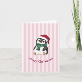 Cute Baby Penguin Wearing Santa Hat Christmas Helgkort