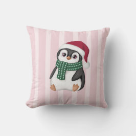 Cute Baby Penguin Wearing Santa Hat Christmas Kudde