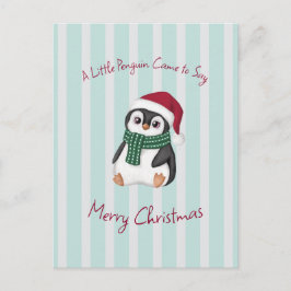 Cute Baby Penguin Wearing Santa Hat Christmas Vykort