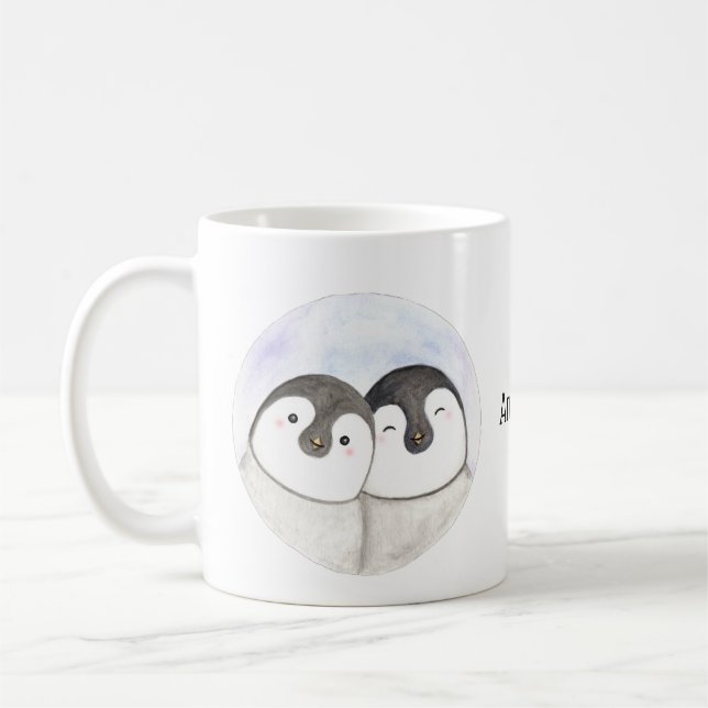 Cute Baby penguins eget namn Penguin-gåva Kaffemugg (Vänster)
