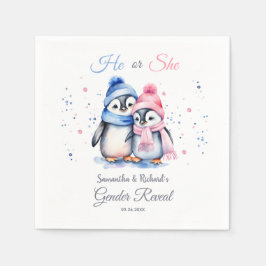 Cute Baby Penguins han eller hon Vinter Gender Rev Pappersservett