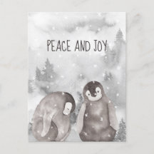 Cute Baby Penguins Winter Snö Peace and Joy