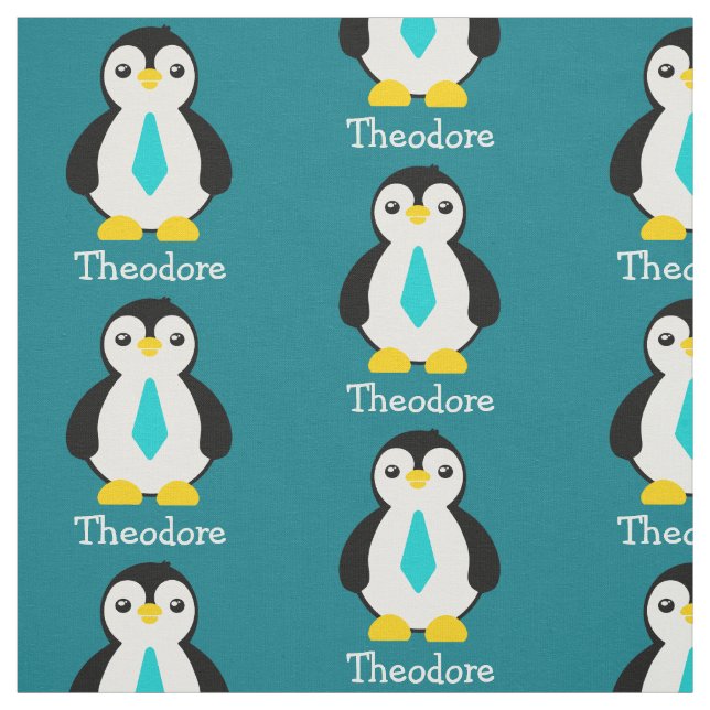 Cute Baby Penguins with Blue Neckties Tyg (Provkarta)