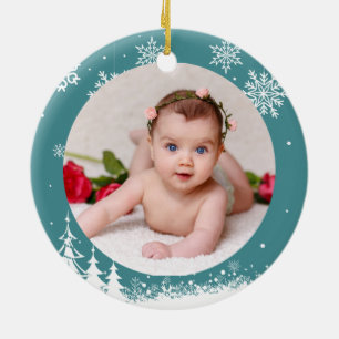 Cute Baby Photo ANPASSADE Snö jul Julgransprydnad Keramik