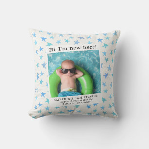 Cute Baby Photo Birth Stats Nursery Kudde