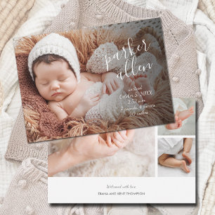 Cute Baby Photo Collage Birth Meddelande