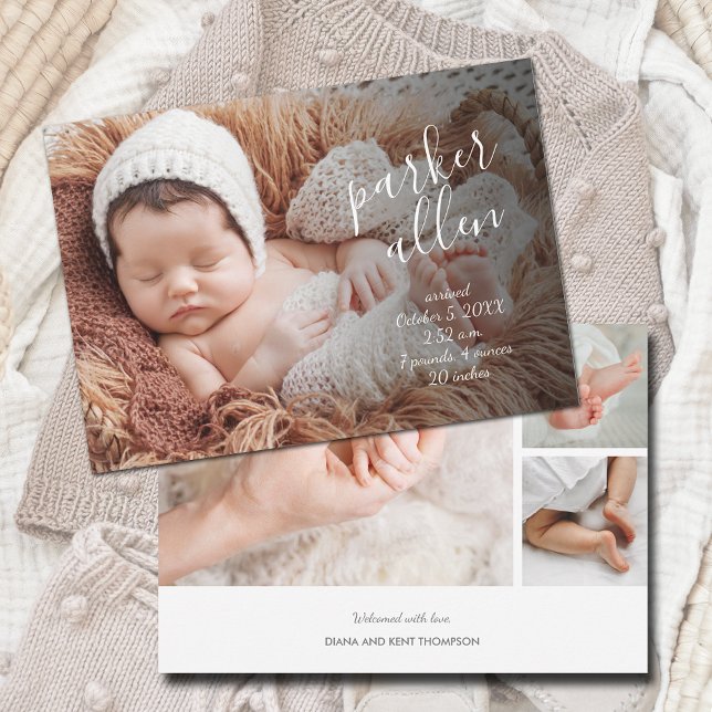 Cute Baby Photo Collage Birth Meddelande (Skapare uppladdad)